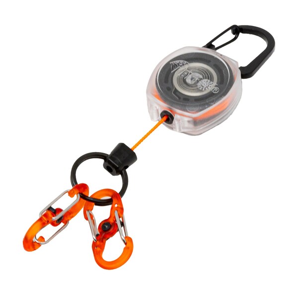 Sidekick, Clear, Orange 24in Cord Made with DuPont Kevlar, Carabiner, 2 Microlock Key Holder POLY